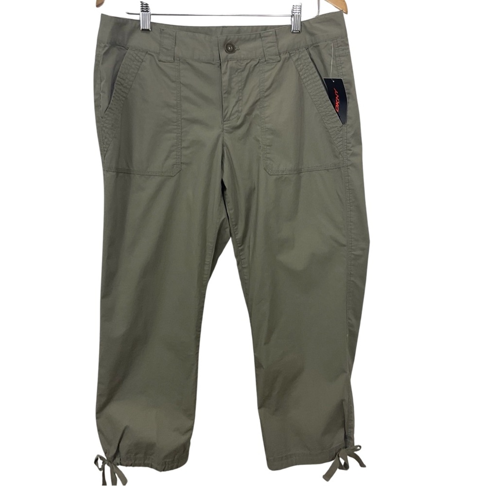 DKNY Green Pocketed Zippered Drawstring Hems Cargo Pants Size 12 NWT